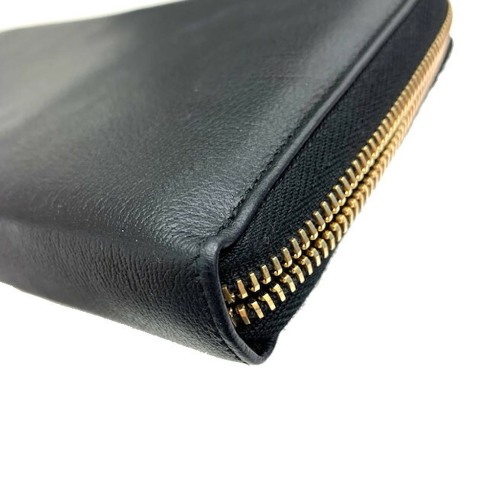 SAINT LAURENT PARIS YSL Logo Round Zip Long Wallet Black Leather - Picture 6 of 8